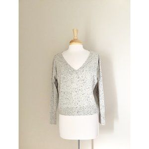 Everlane Gray Speckled V-Neck Cashmere Knit Sweater M